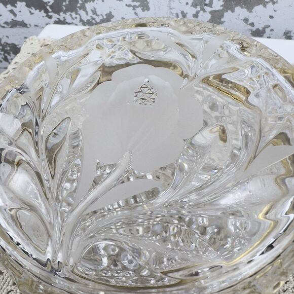 Vtg French Cut & Formed Glass‎ Baccarat Style Jewelry Casket Trinket Box 4.75” - Picture 11 of 14
